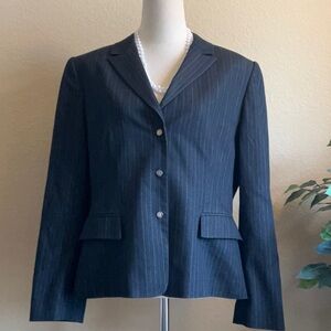 Tahari Arthur S. Levine - Dark Gray Pinstripe Short Blazer with Pockets, Size 16